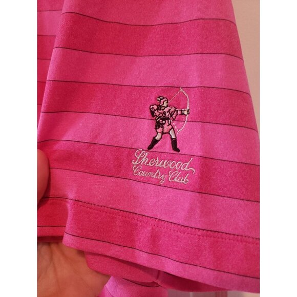 Nike Tiger Woods Foundation Golf Polo Sherwood Country Club Sz L Pink Stripes - Picture 3 of 7